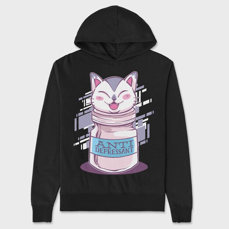 Antidepressant Cat, Unisex Men's Hoodie