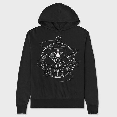 Monochrome Compass, Unisex Men's Hoodie