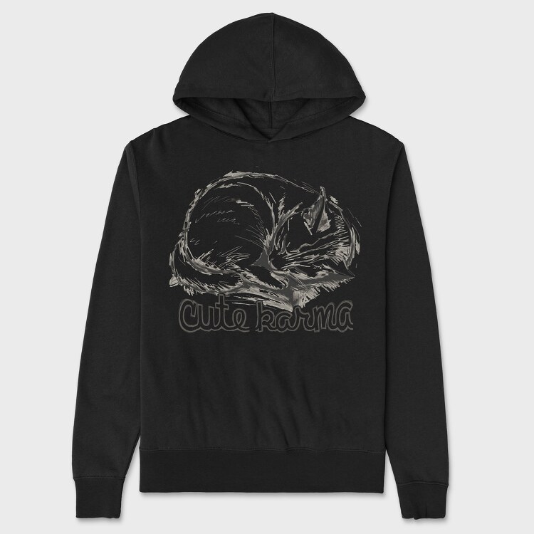 Cat Karma Sketch, Unisex Men's Hoodie
