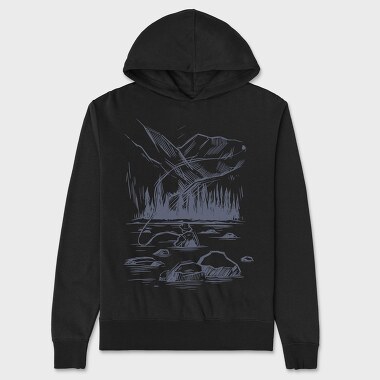 Monochrome Fisherman, Unisex Men's Hoodie
