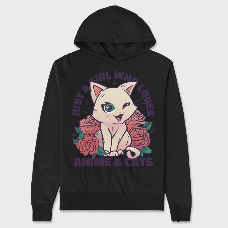 Cat Kawaii Anime Quote, Унисекс Мъжко Суичър