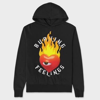 Unisex Men's Hoodie, Burning Feelings Heart