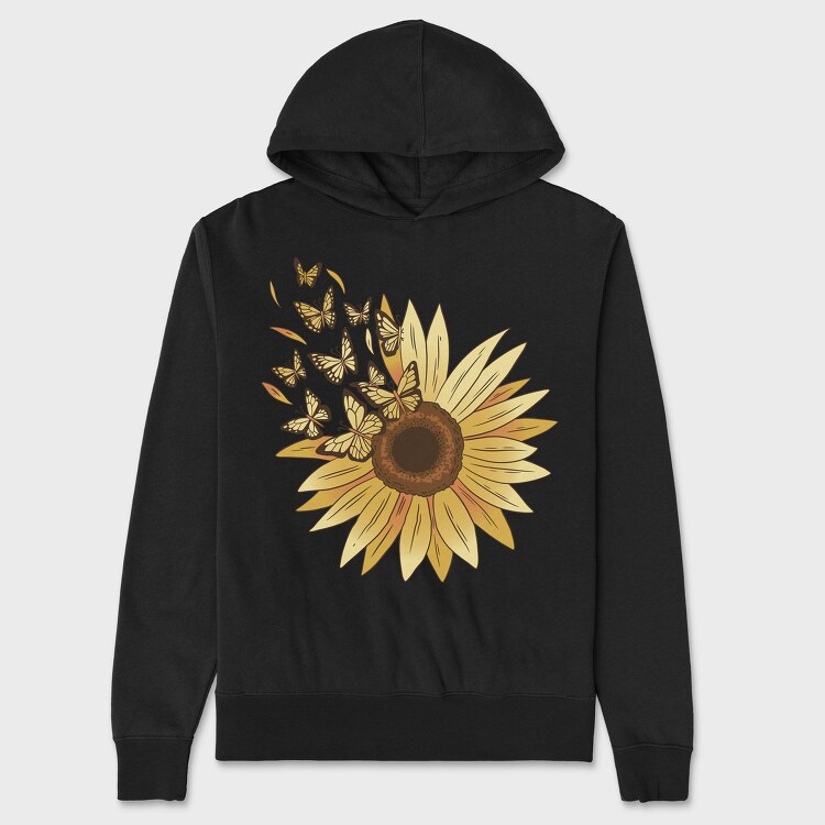 Sunflower and Butterflies, Unisex Men's Hoodie
