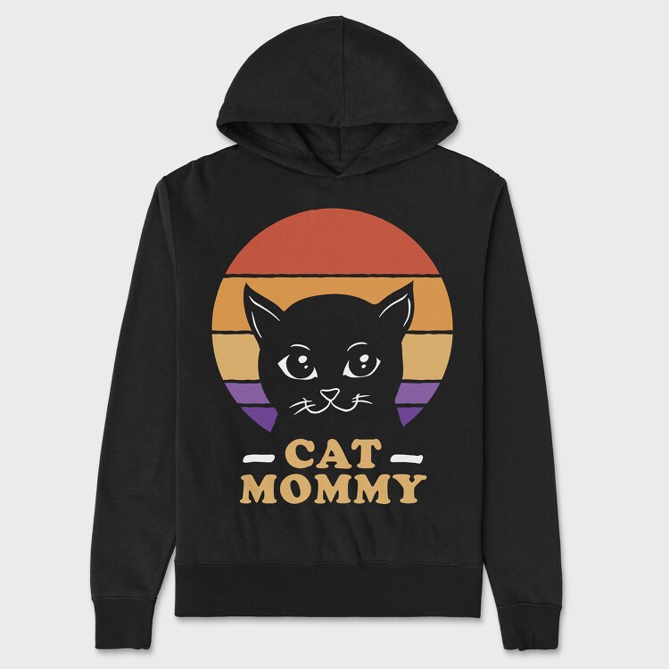 Cat Mommy Retro Sunset, Unisex Men's Hoodie
