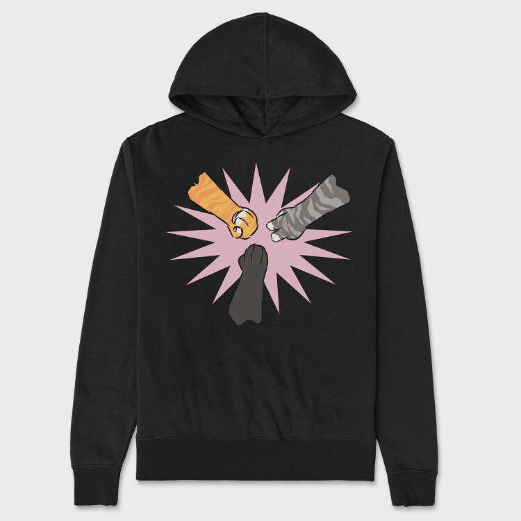 Cat Paws Playing Rock Paper Scissors, Unisex Men's Hoodie