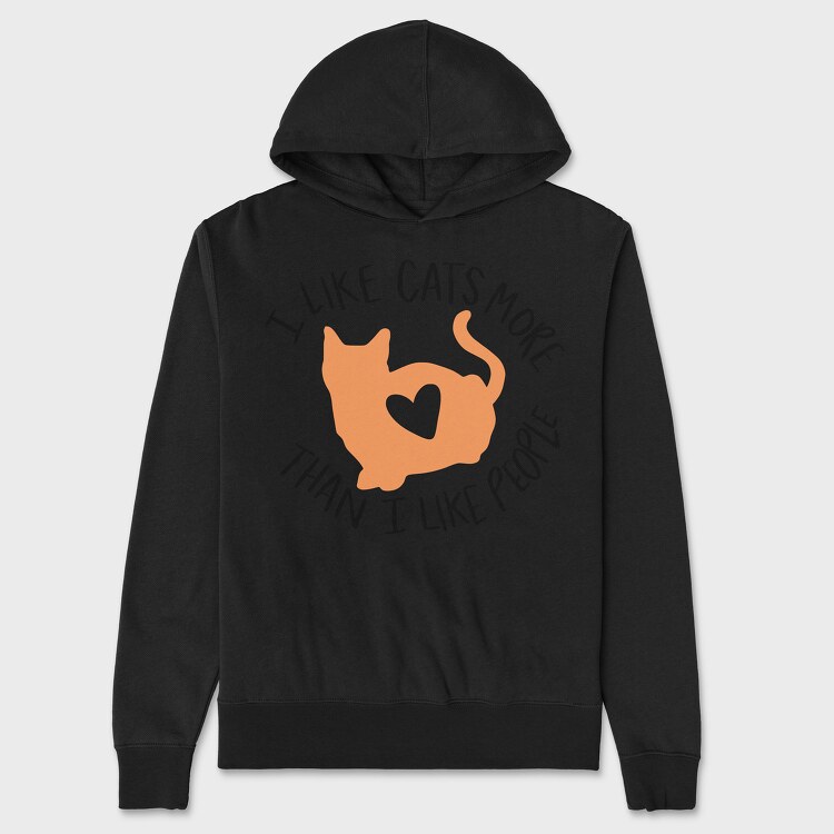 I Like Cats More Than I Like People, Unisex Men's Hoodie