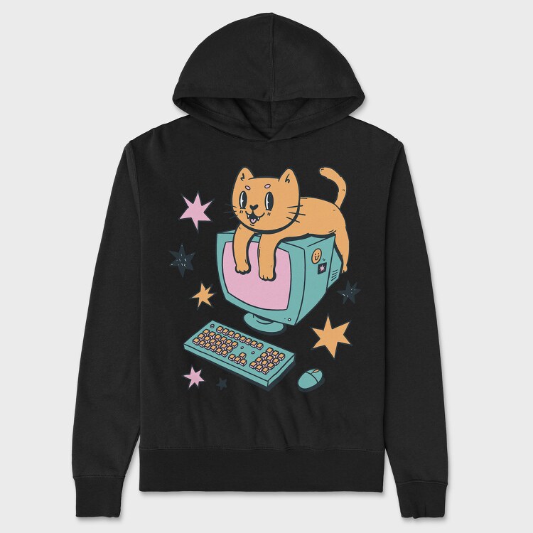 Computer Cat, Unisex Men's Hoodie