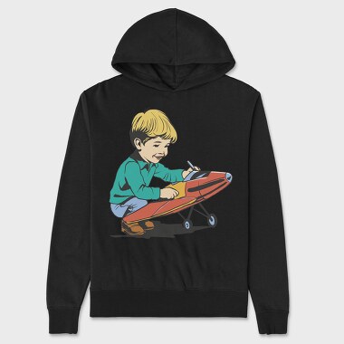 Kid Plane Vintage, Unisex Men's Hoodie