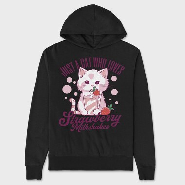 Cat Strawberry Milkshake, Unisex Men's Hoodie