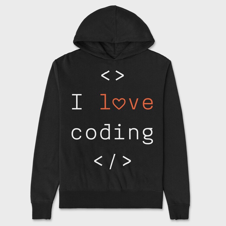I Love Coding, Unisex Men's Hoodie