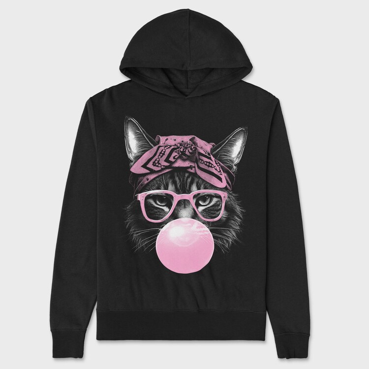 Cat Sunglassesd Bubblegum, Unisex Men's Hoodie