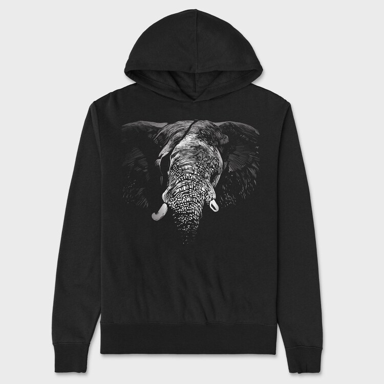 Eyepatch Elephant Portrait, Unisex Men's Hoodie