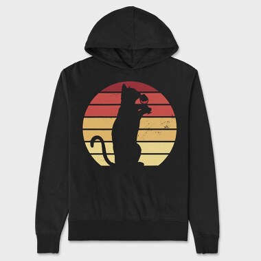 Cat Wine Sunset, Unisex Men's Hoodie