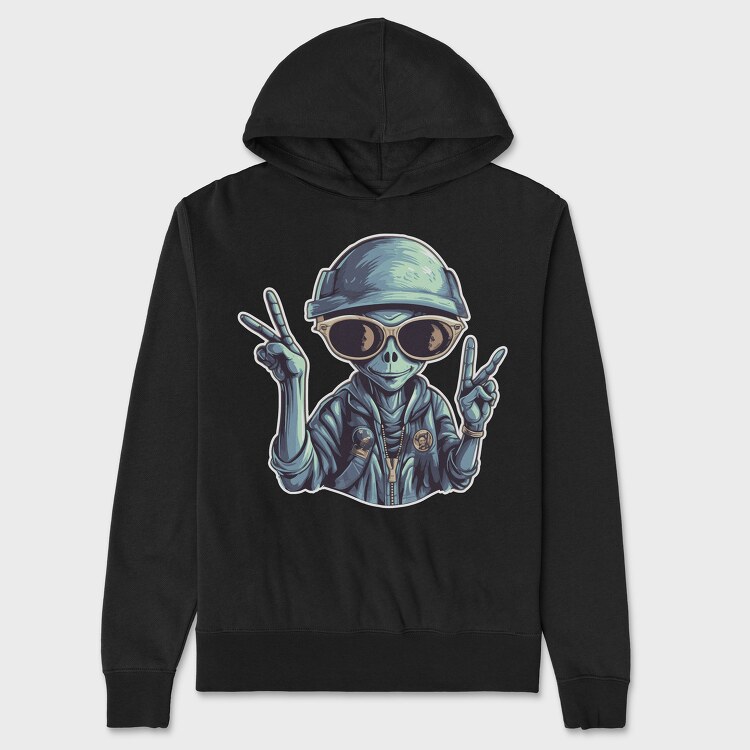 Cool Alien Peace, Unisex Men's Hoodie