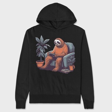 Chill Sloth Playing Video Games, Unisex Men's Hoodie