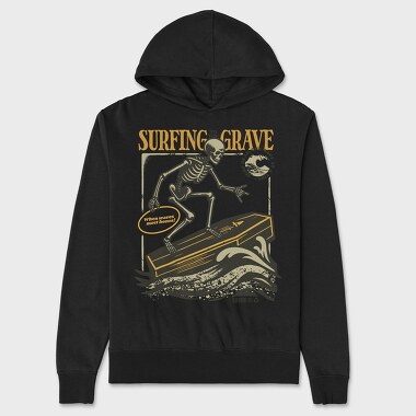 Surfing Grave Skeleton, Unisex Men's Hoodie