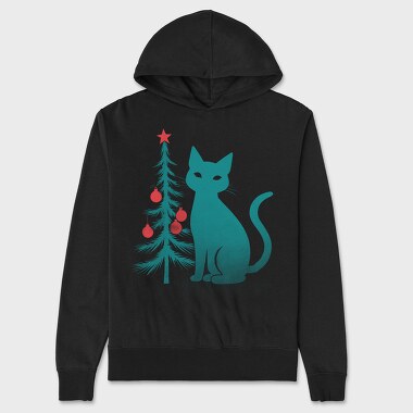 Christmas Cat Flat, Unisex Men's Hoodie