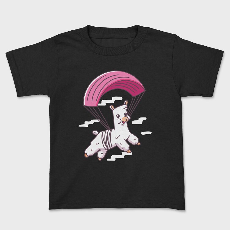 Skydiving Alpaca, Kids' T-Shirt
