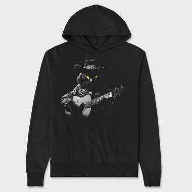 Guitar Cat Monochrome, Unisex Men's Hoodie