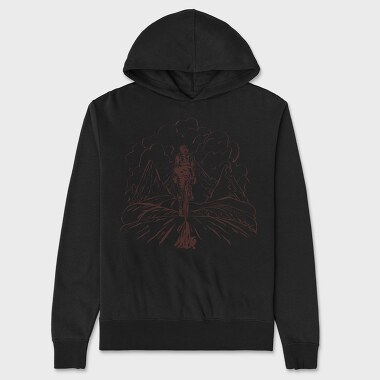 Bike Mountain Lineart, Unisex Men's Hoodie