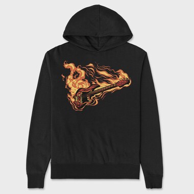 Guitar on Fire, Unisex Men's Hoodie