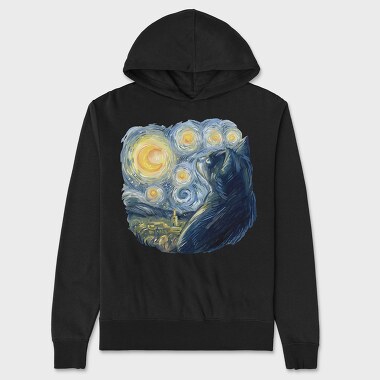 Starry Night Cat, Unisex Men's Hoodie