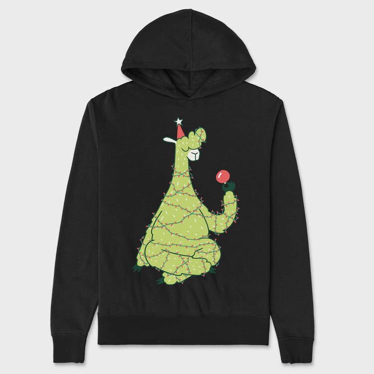 Christmas Tree Llama, Unisex Men's Hoodie