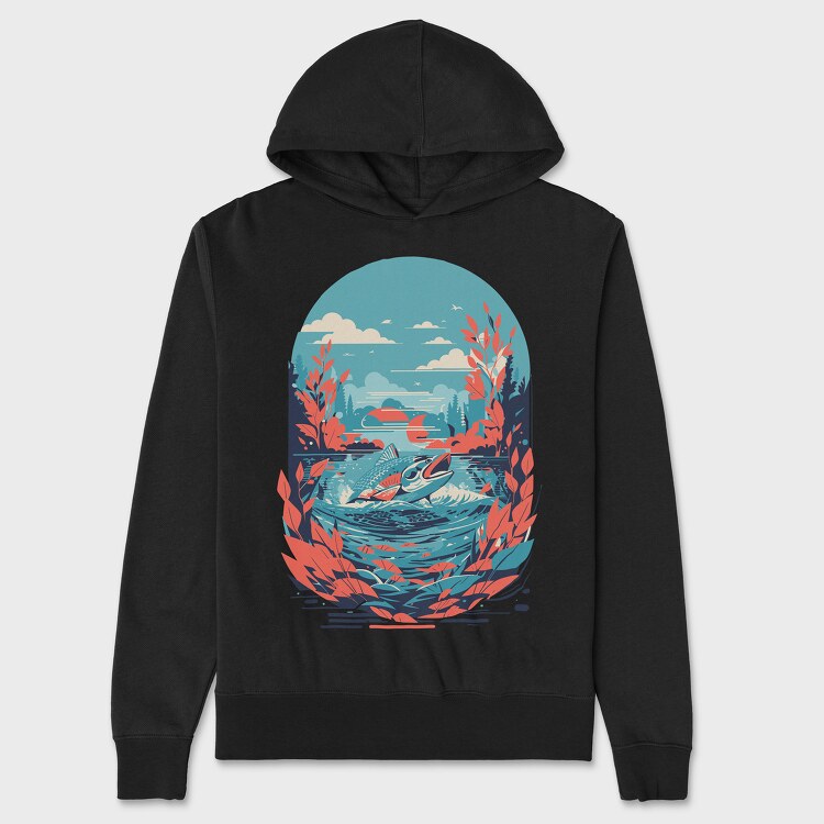 Fish Landscape, Unisex Men's Hoodie