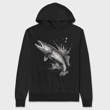 Fish Monochrome, Unisex Men's Hoodie