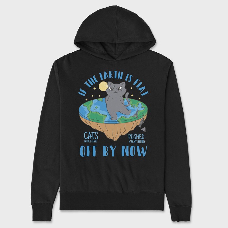 Bad Cat Flat Earth, Unisex Men's Hoodie