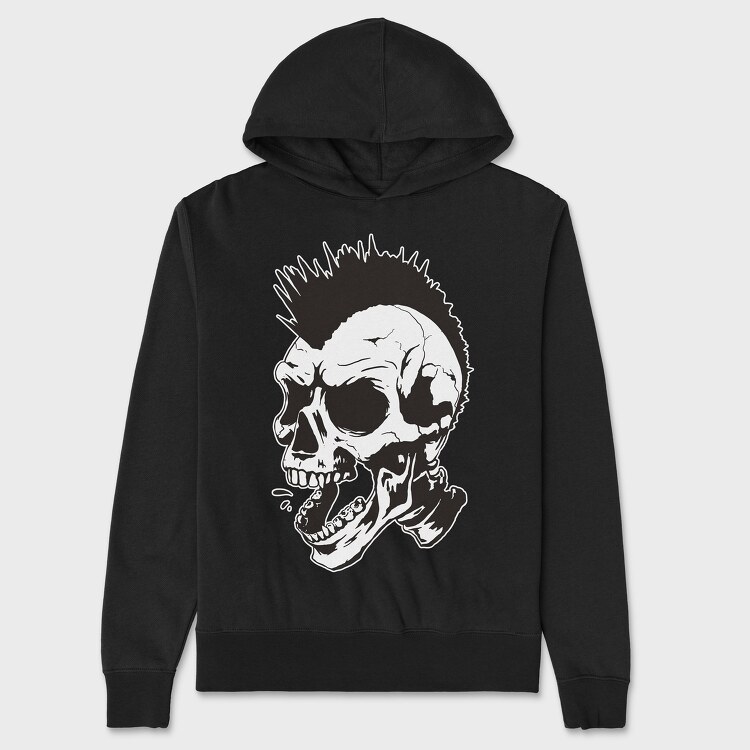 Skull Punk Mohawk, Unisex Men's Hoodie
