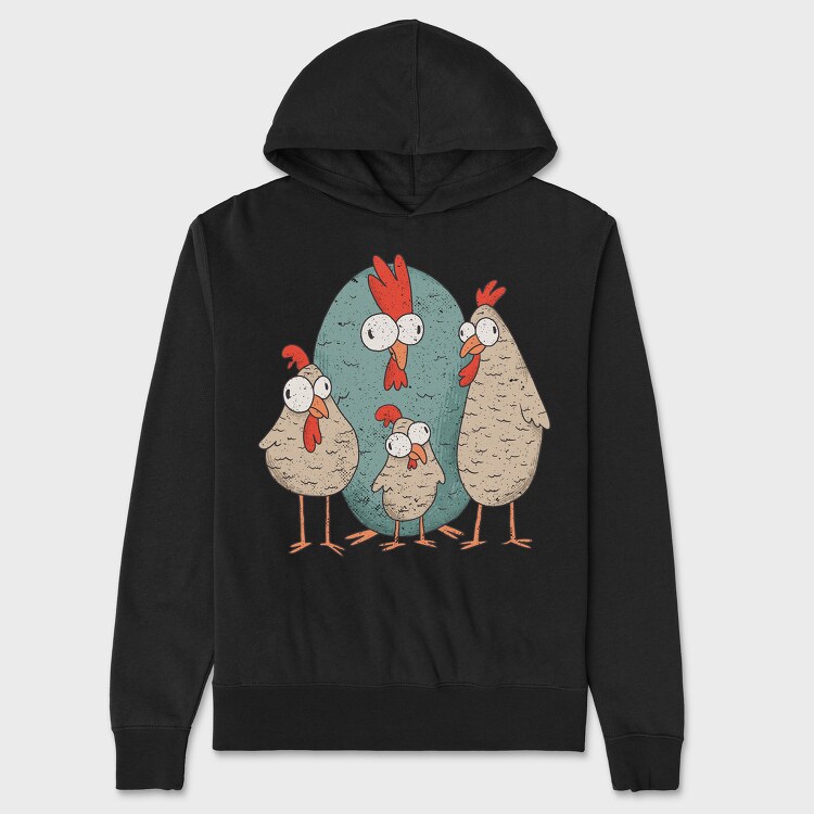 Crazy Chickens, Unisex Men's Hoodie
