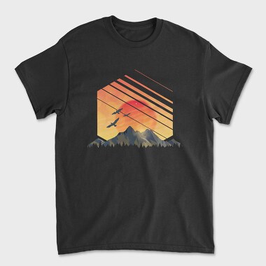 Geometric Sunset, Unisex Men's T-Shirt