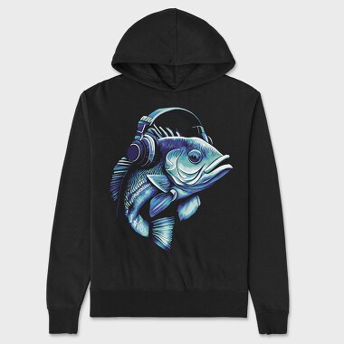 Bass Fish Headphones, Unisex Men's Hoodie