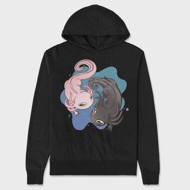 Axolotl Black And Pink, Unisex Men's Hoodie