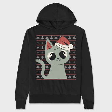 Ugly Sweater Christmas Cat, Unisex Men's Hoodie