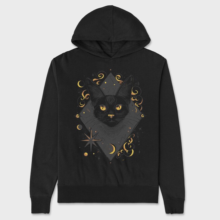 Cosmic Cat Orange, Unisex Men's Hoodie