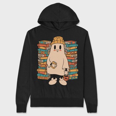 Books Cute Ghost, Unisex Men's Hoodie