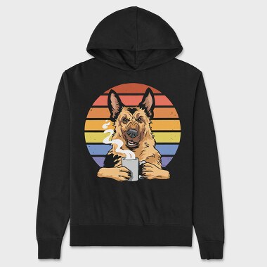 Angry German Shepherd Coffee, Unisex Men's Hoodie